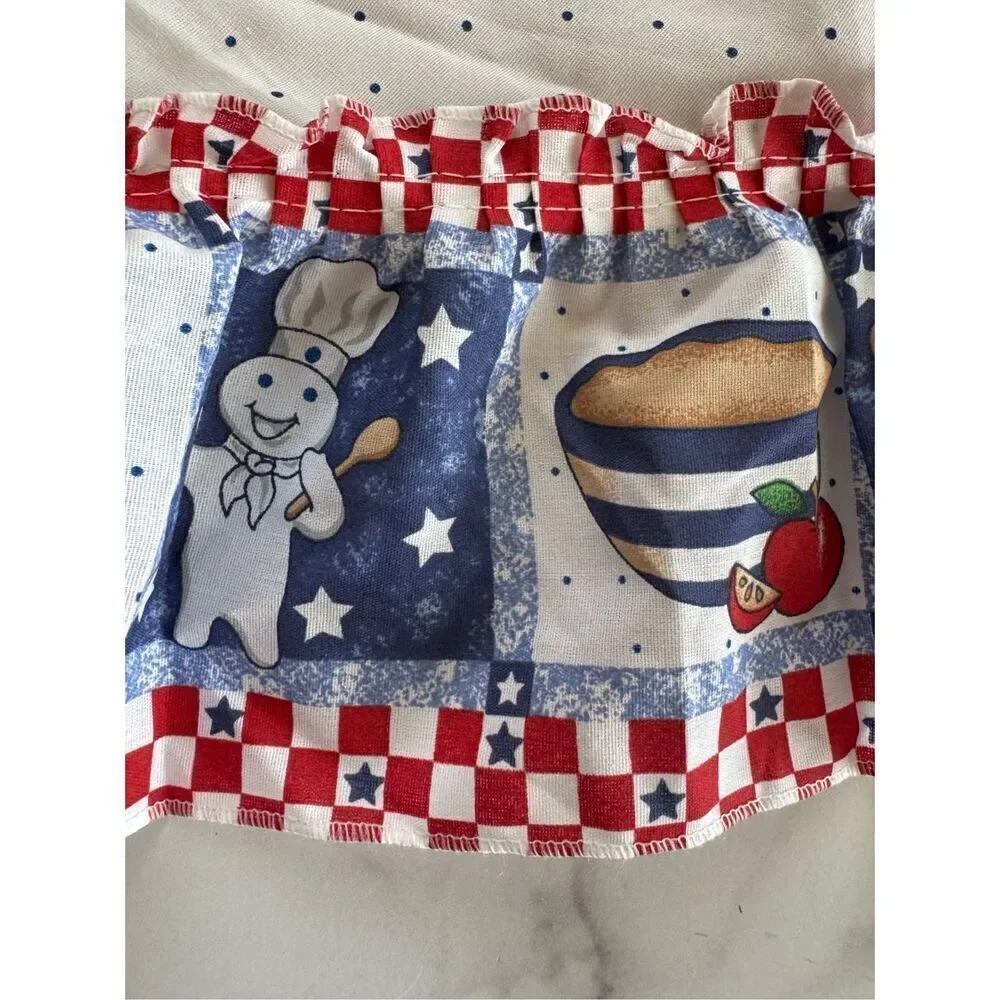 Pilsbury Doughboy valence 1 single curtain poppin Fresh 1998 white mini polka do